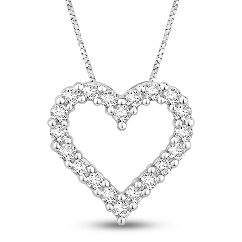 Main Image 1 of Diamond Heart Necklace 1/2 ct tw Round 14K White Gold