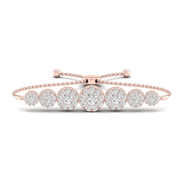 Diamond Bolo Bracelet 1 ct tw Round 10K Rose Gold 7&quot;