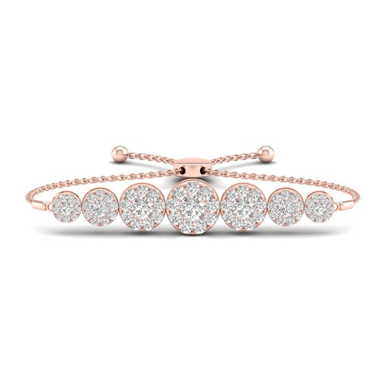 Jared The Galleria Of Jewelry Diamond Bolo Bracelet 1 ct tw Round 10K Rose Gold