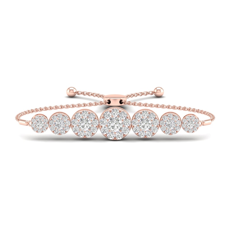 Main Image 1 of Diamond Bolo Bracelet 1 ct tw Round 10K Rose Gold 7"
