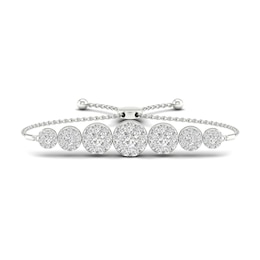 Diamond Bolo Bracelet 1 ct tw Round 10K White Gold 7"