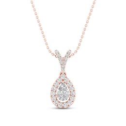 Diamond Necklace 1/4 ct tw Round/Pear-shaped 10K Rose Gold