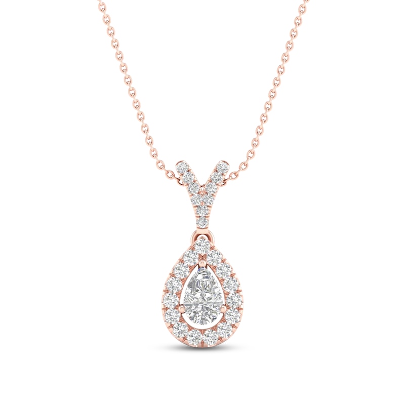 Main Image 1 of Diamond Necklace 1/4 ct tw Round/Pear-shaped 10K Rose Gold