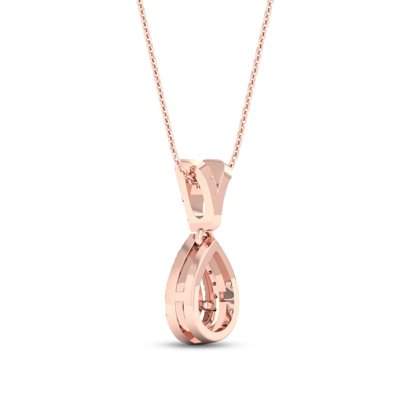 Main Image 4 of Diamond Necklace 1/4 ct tw Round/Pear-shaped 10K Rose Gold