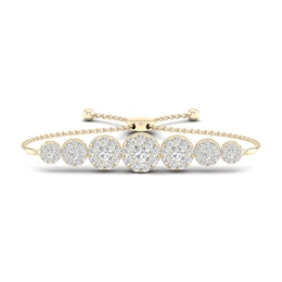 Diamond Bolo Bracelet 1 ct tw Round 10K Yellow Gold 7"