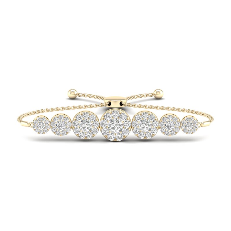 Main Image 1 of Diamond Bolo Bracelet 1 ct tw Round 10K Yellow Gold 7"