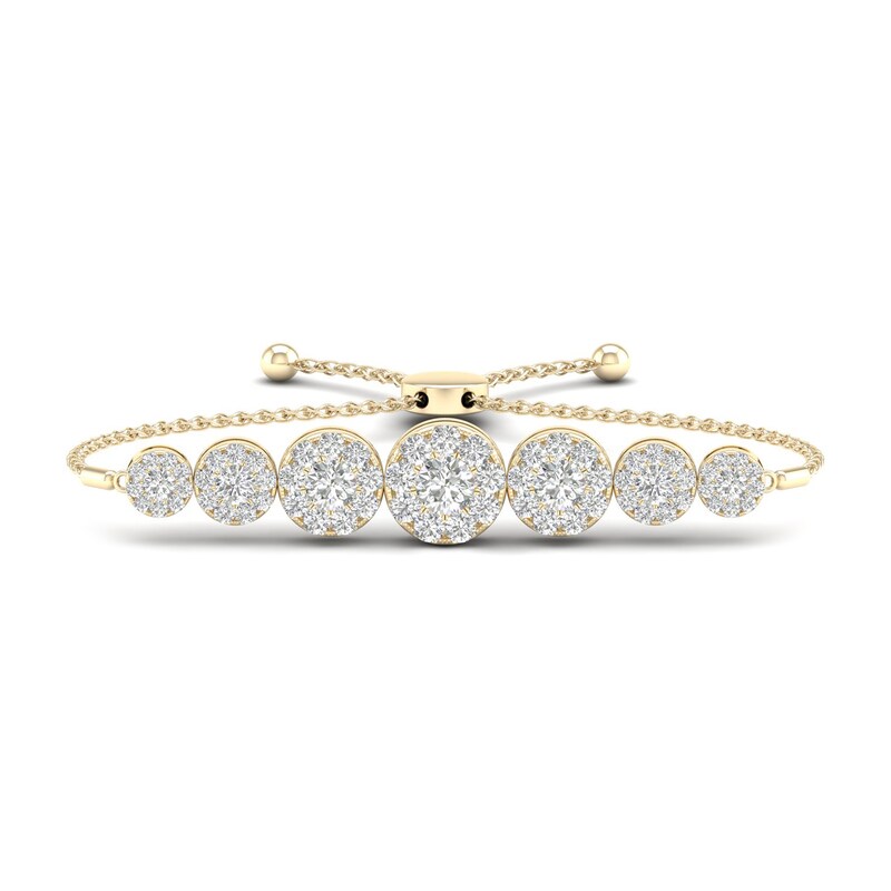 Diamond Bolo Bracelet 1 ct tw Round 10K Yellow Gold 7"