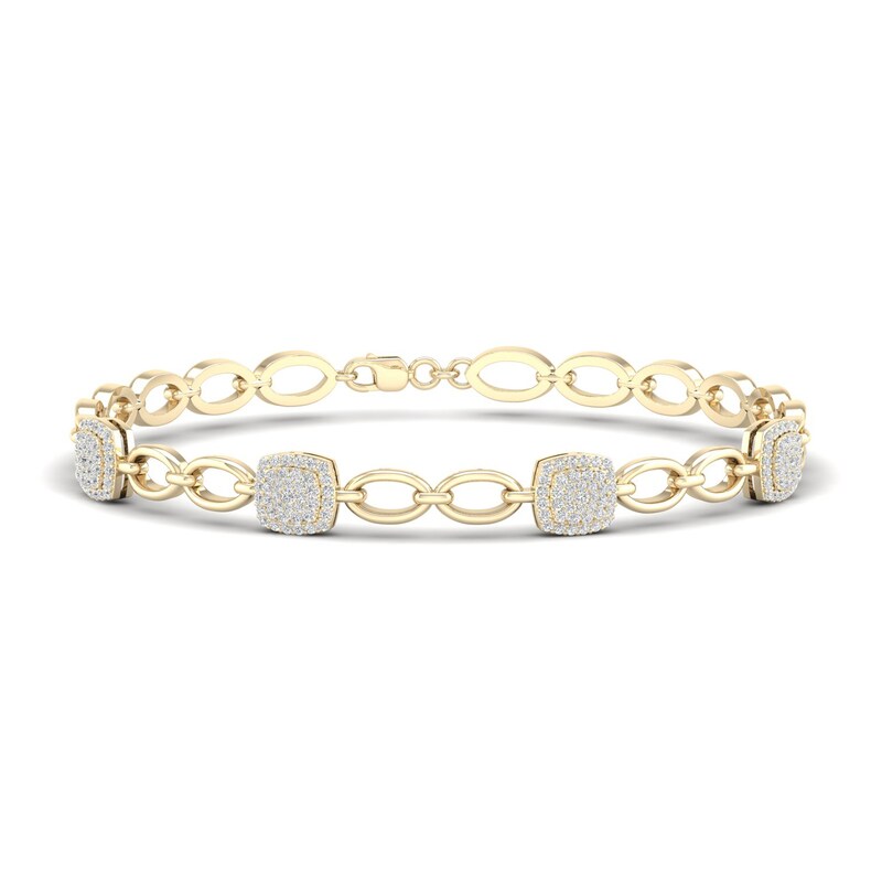Main Image 1 of Diamond Bracelet 1/2 ct tw Round 10K Yellow Gold 7.25"
