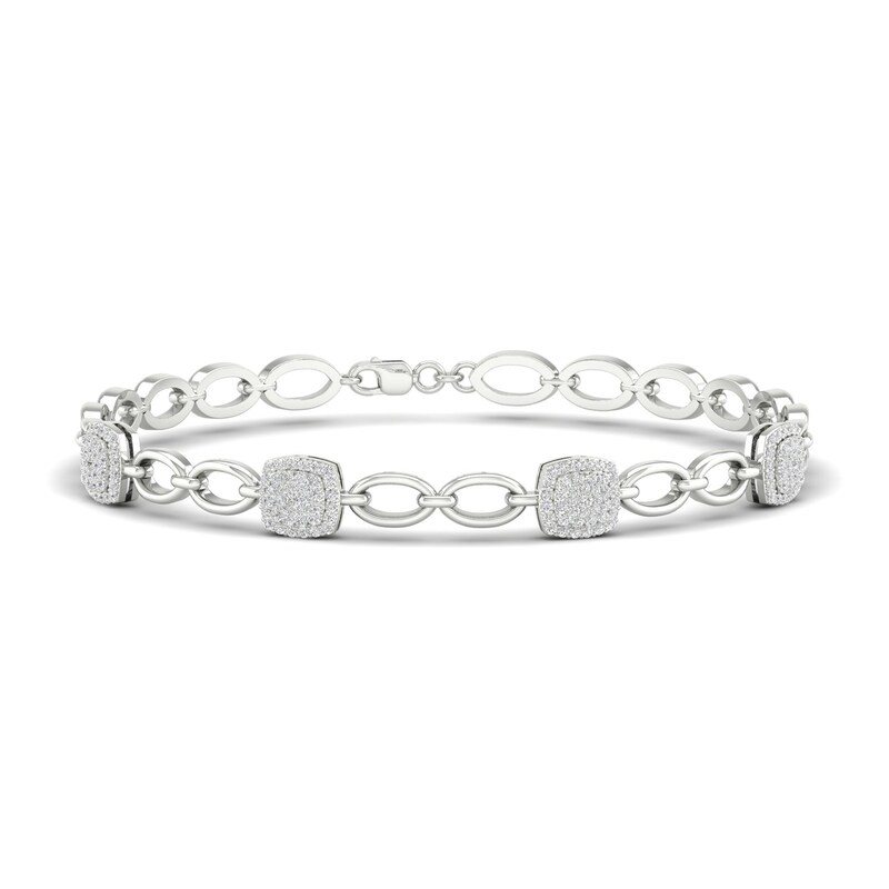 Diamond Bracelet 1/2 ct tw Round 10K White Gold 7.25"