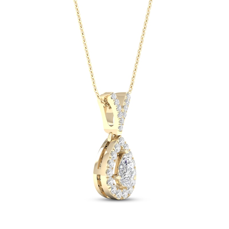 Main Image 2 of Diamond Necklace 1/4 ct tw Pear-shaped/Round 10K Yellow Gold