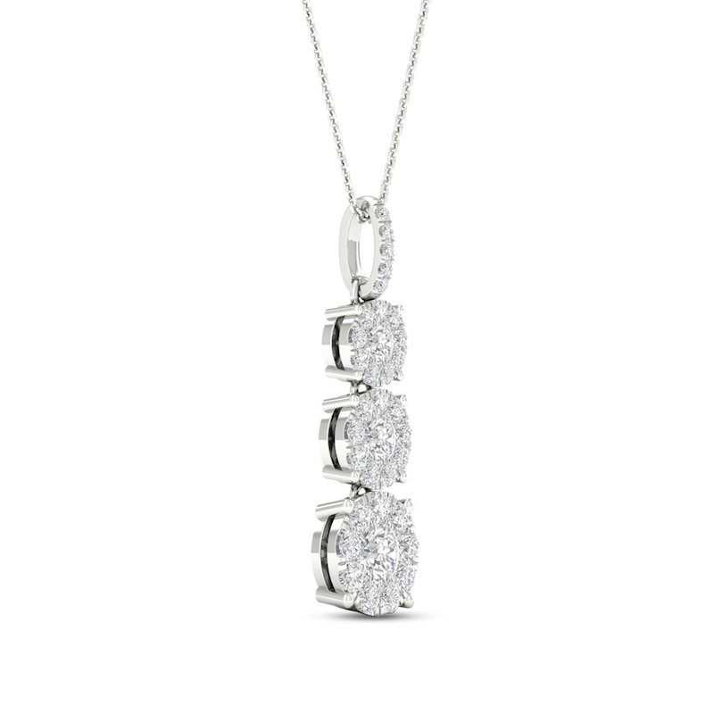 Main Image 2 of Diamond 3-Stone Necklace 1 ct tw Round 10K White Gold