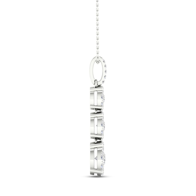 Main Image 4 of Diamond 3-Stone Necklace 1 ct tw Round 10K White Gold