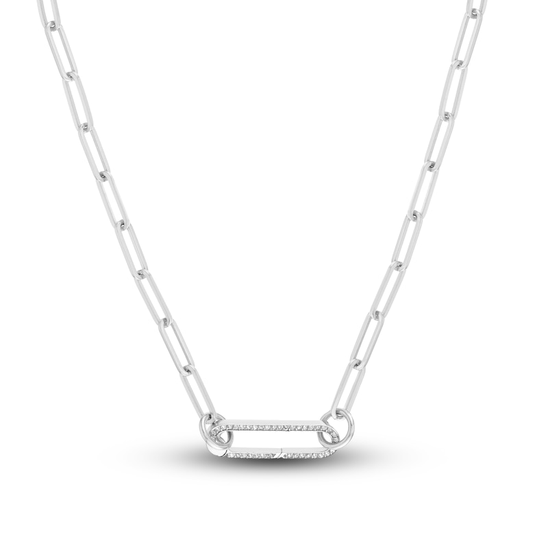 Oval Push Charm 1/5 ct tw Diamond 14K White Gold