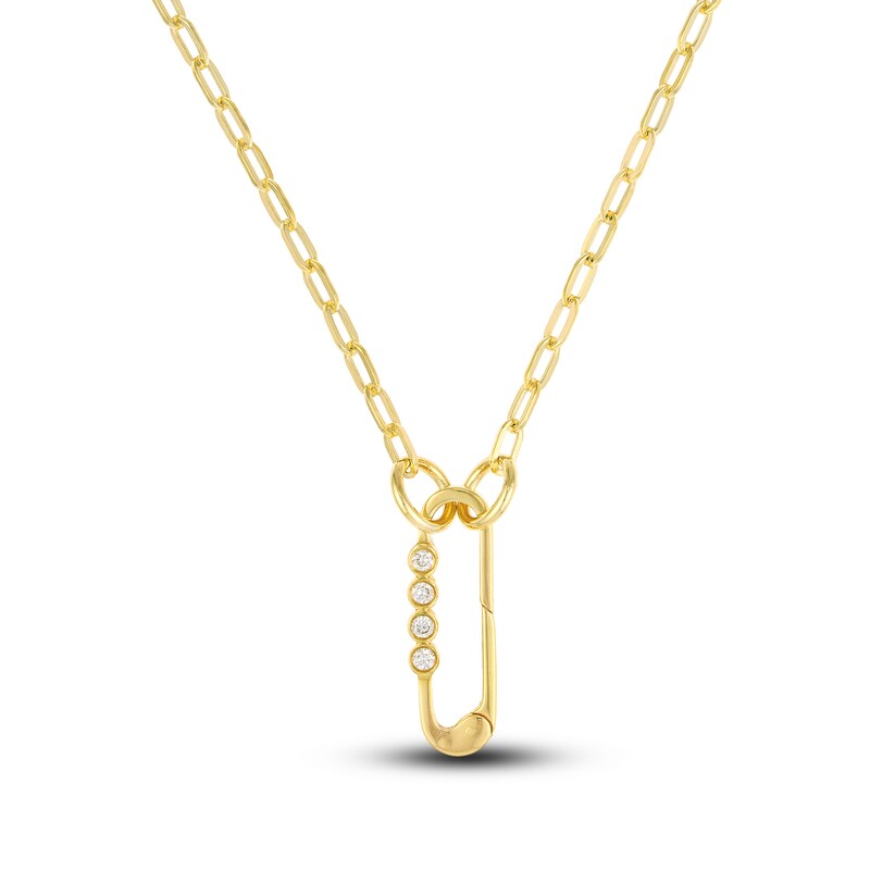 Oval Push Charm 1/8 ct tw Diamond 14K Yellow Gold