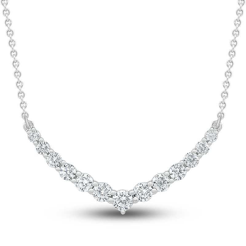 Main Image 1 of Diamond Necklace 1/2 ct tw Round 10K White Gold