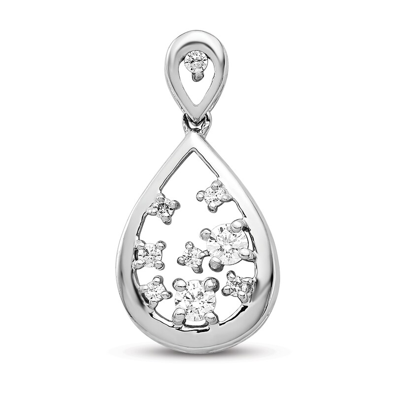 Diamond Teardrop Charm 1/5 ct tw Round 14K White Gold