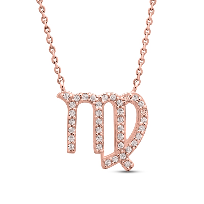 Main Image 1 of Diamond Virgo Necklace 1/10 ct tw 10K Rose Gold