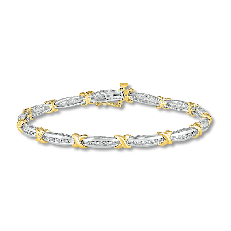 Main Image 1 of Diamond Bracelet 1/2 ct tw Round 10K Two-Tone Gold