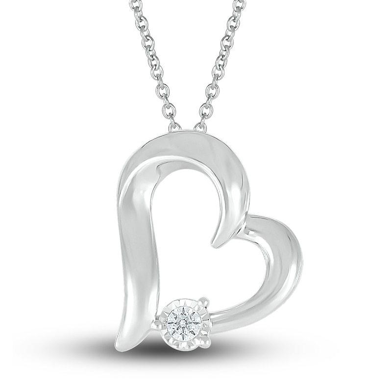 Main Image 1 of Diamond Necklace 1/20 ct tw Round 10K White Gold 18"