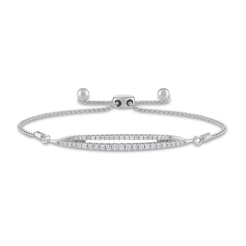 Main Image 1 of Diamond Bolo Bracelet 1/3 ct tw Round 10K White Gold 8"