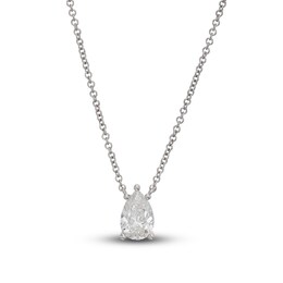 Lab-Created Diamond Solitaire Necklace 1 ct tw Pear-shaped 14K White Gold 19&quot; (SI2/F)