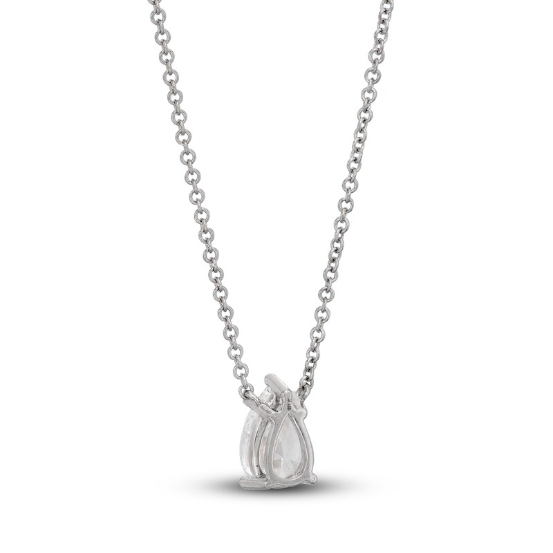 Lab-Created Diamond Solitaire Necklace 1 ct tw Pear-shaped 14K White Gold 19" (SI2/F)