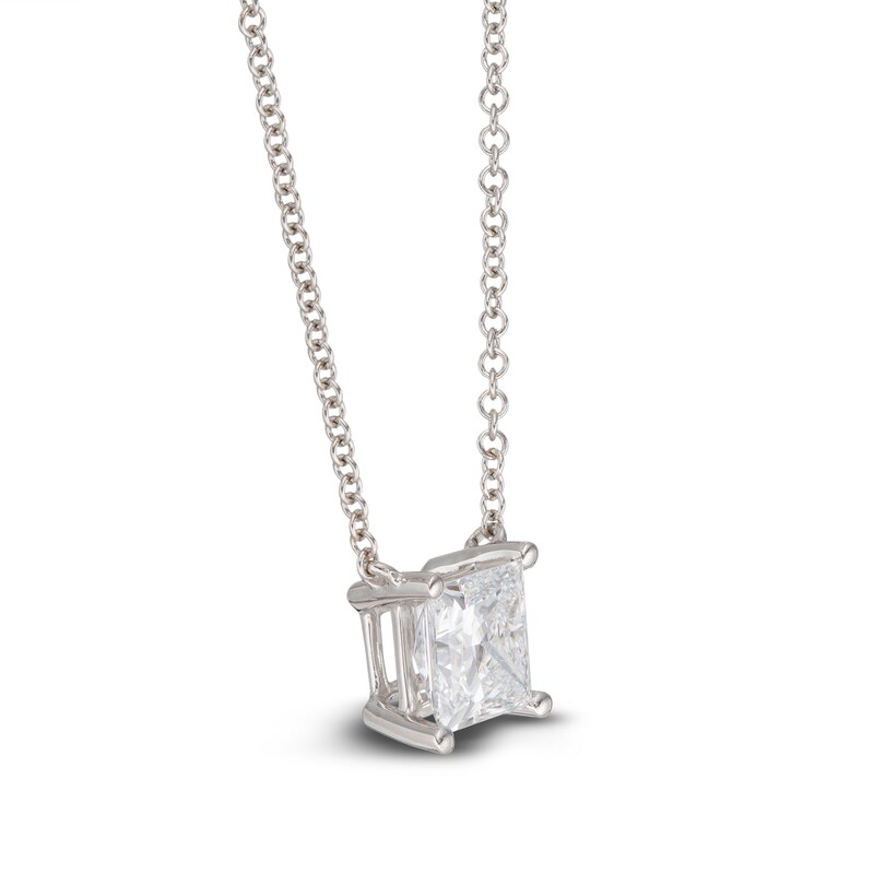 Lab-Created Diamond Solitaire Necklace 1 ct tw Princess 14K White Gold (SI2/F)