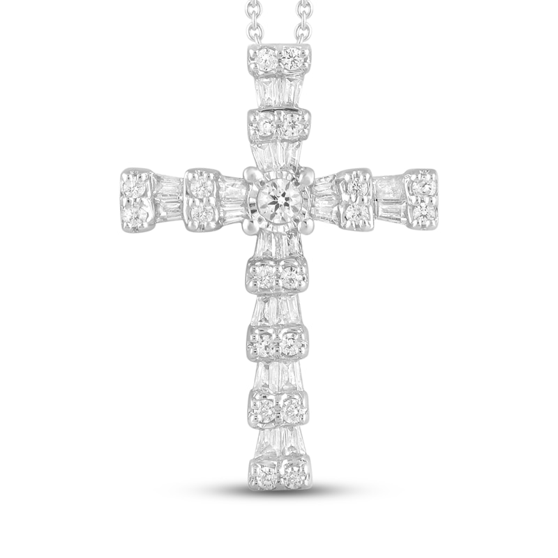 Round Natural Diamond Holly Cross Pendant Necklace With Chain In 10K Solid Gold