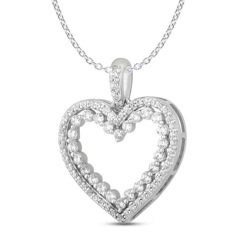 Main Image 2 of Diamond Heart Pendant Necklace 1/2 ct tw Round 10K White Gold