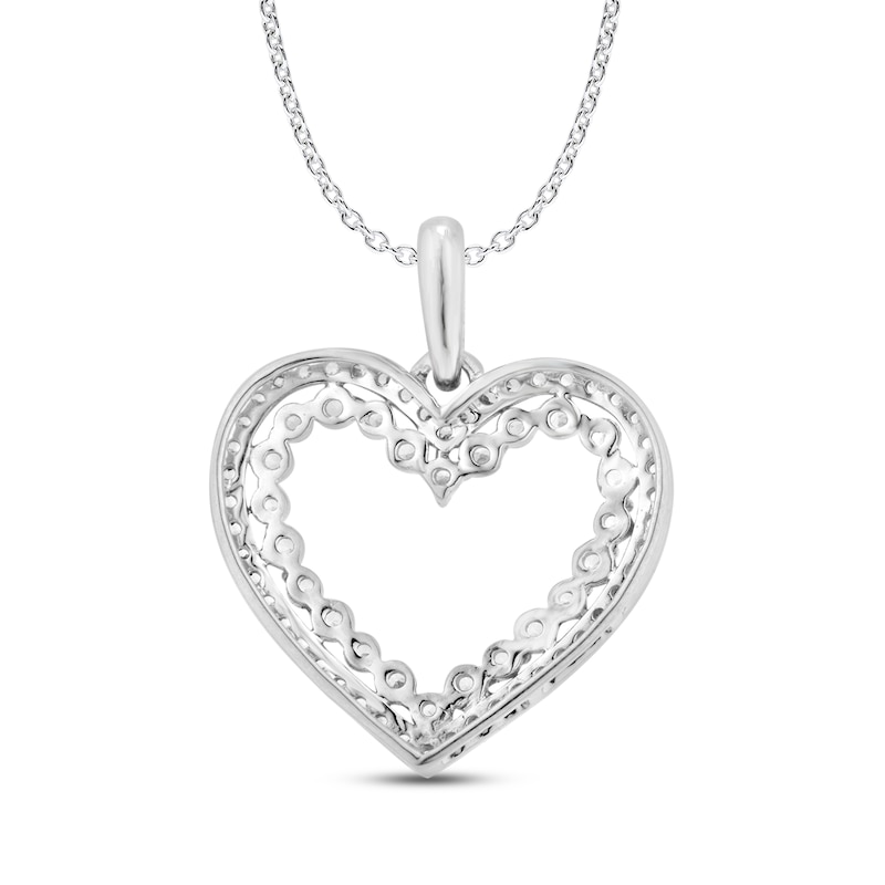 Main Image 4 of Diamond Heart Pendant Necklace 1/2 ct tw Round 10K White Gold