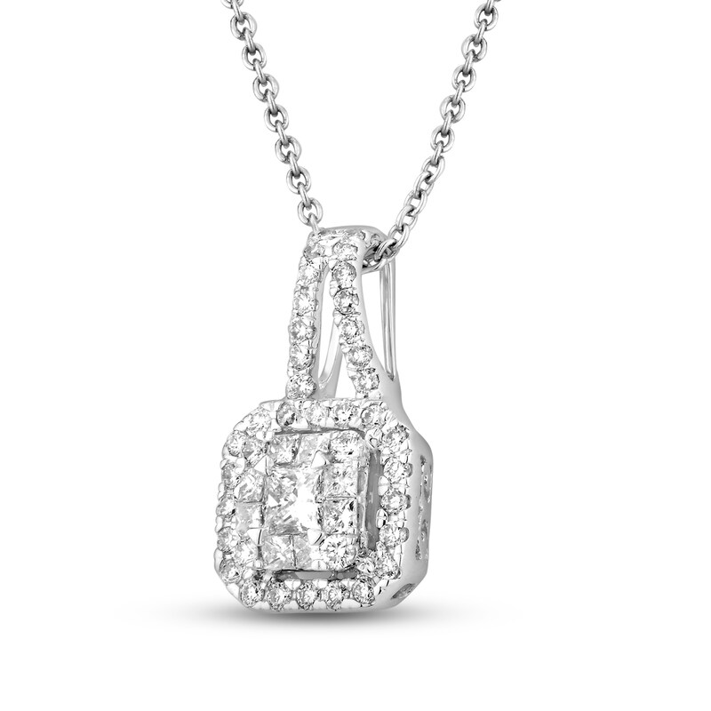 Main Image 2 of Diamond Pendant Necklace 1/2 ct tw Princess/Round 10K White Gold