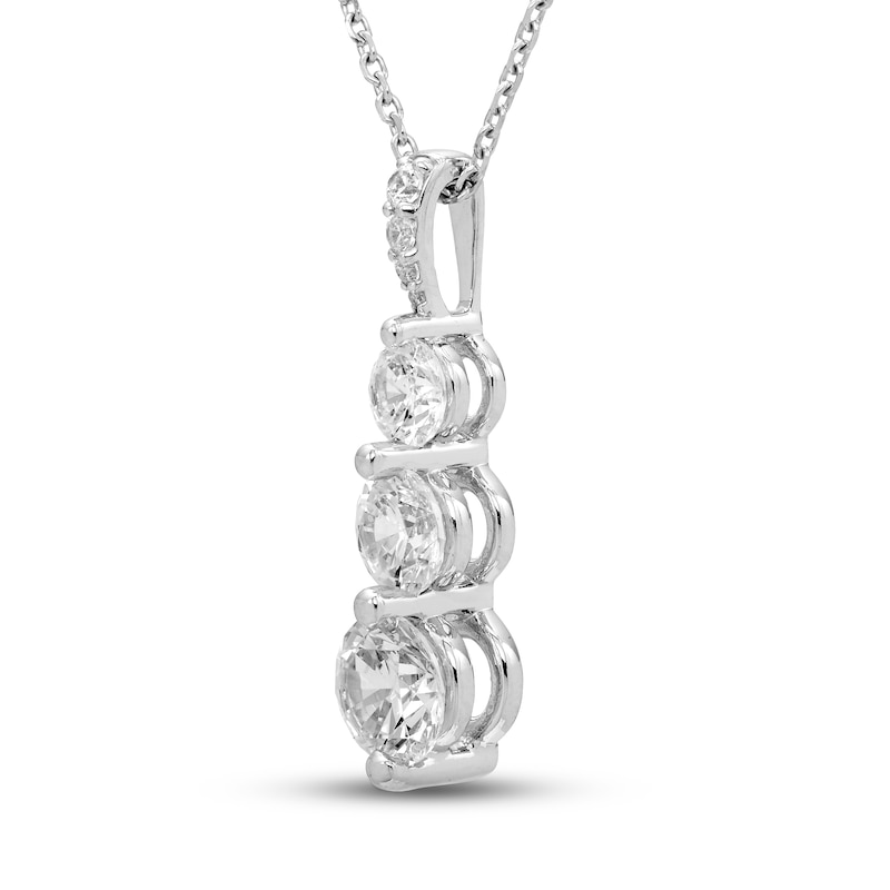 Main Image 2 of Diamond 3-Stone Pendant Necklace 1 ct tw Round 14K White Gold