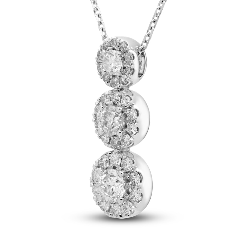 Main Image 2 of Diamond 3-Stone Pendant Necklace 1 ct tw Round 14K White Gold