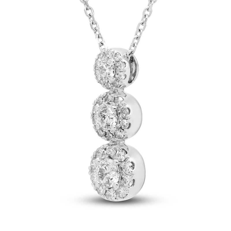 Main Image 2 of Diamond 3-Stone Pendant Necklace 1/2 ct tw Round 10K White Gold
