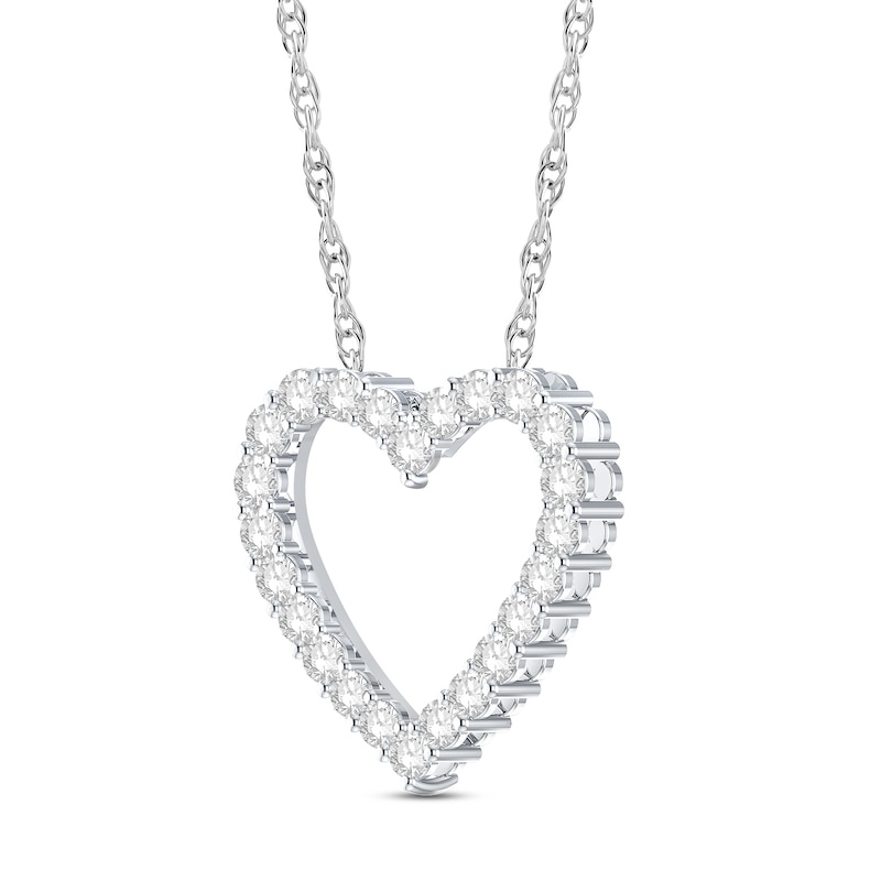 Main Image 2 of Diamond Heart Necklace 1 ct tw Round 14K White Gold 18"