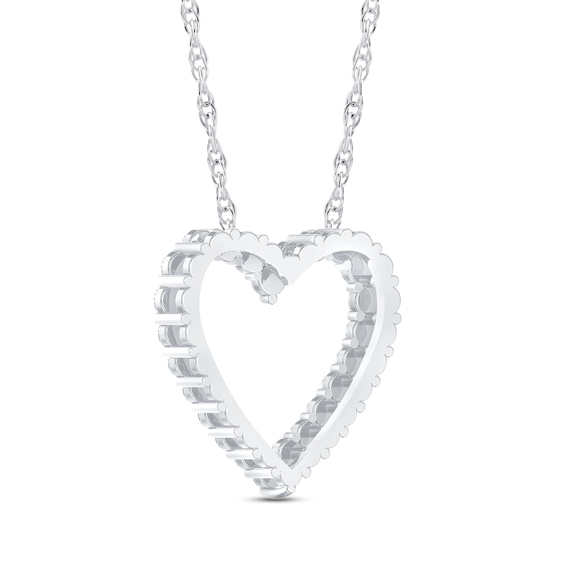 Main Image 3 of Diamond Heart Necklace 1 ct tw Round 14K White Gold 18"
