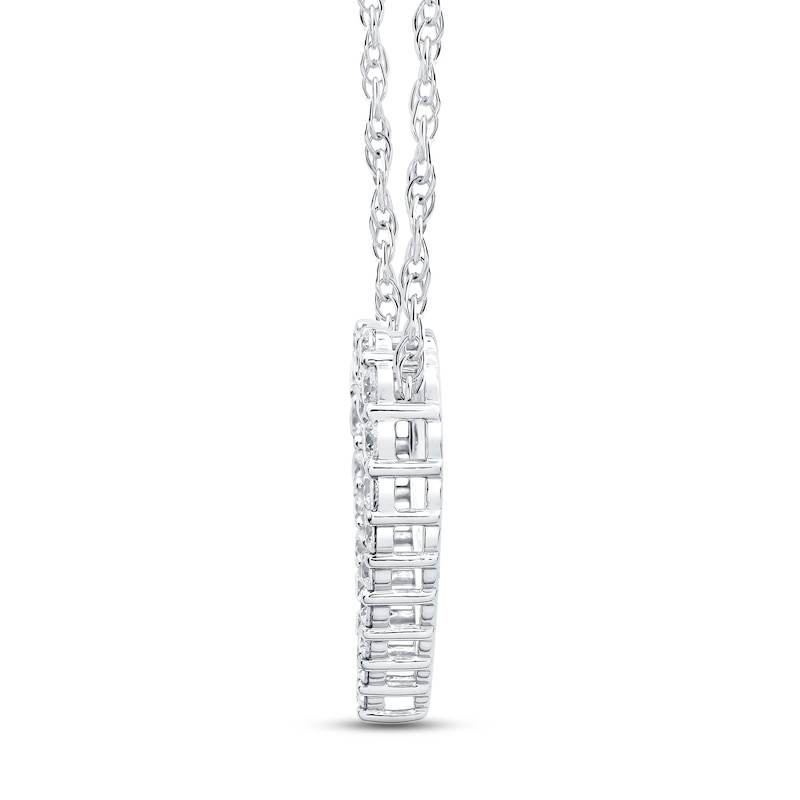 Main Image 4 of Diamond Heart Necklace 1 ct tw Round 14K White Gold 18"
