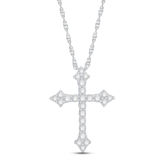 Diamond Cross Necklace 14 ct tw Round 10K White Gold
