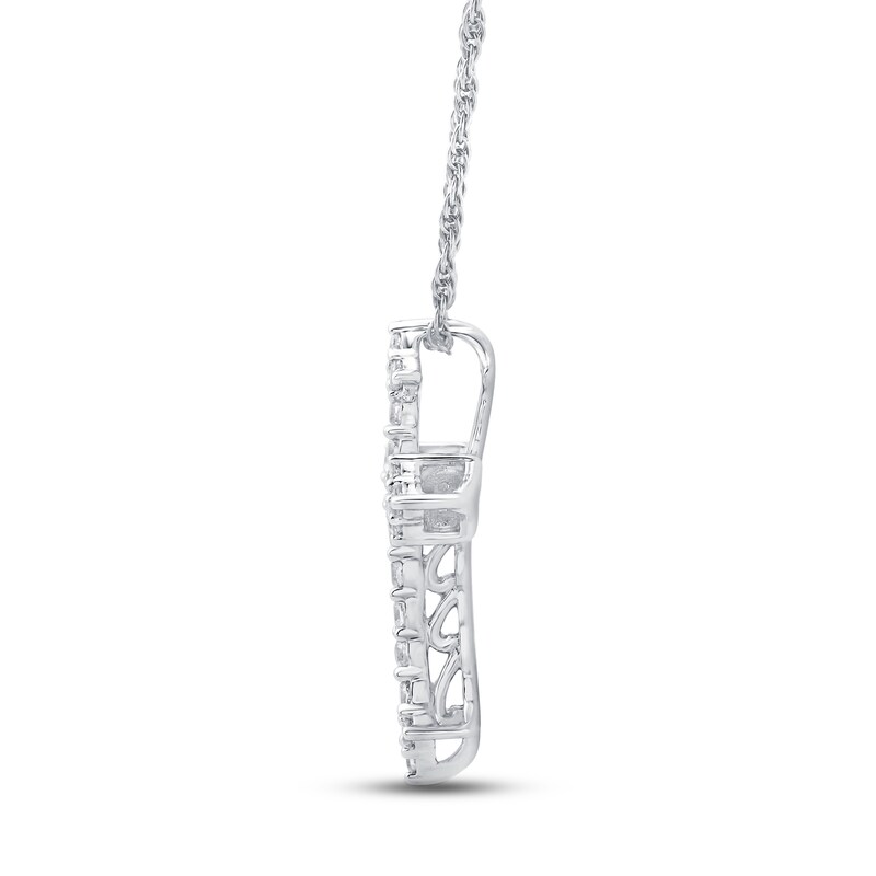 Main Image 3 of Diamond Cross Necklace 1/4 ct tw Round 10K White Gold