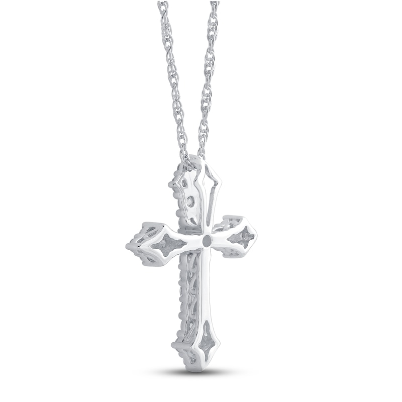 Main Image 4 of Diamond Cross Necklace 1/4 ct tw Round 10K White Gold