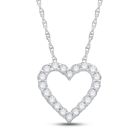 Diamond Heart Necklace 14 ct tw Round 10K White Gold