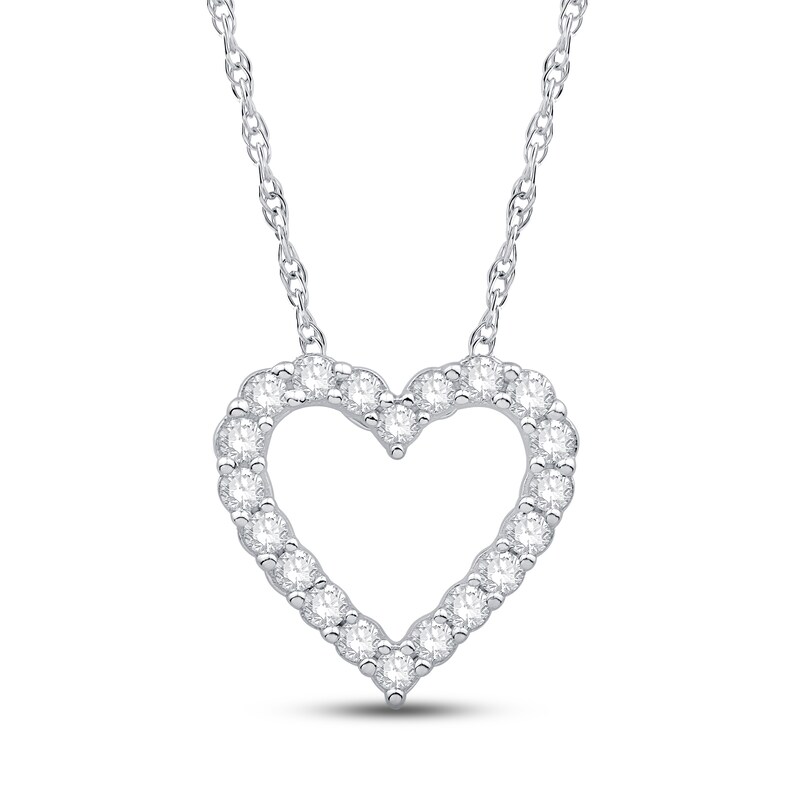 Main Image 1 of Diamond Heart Necklace 1/4 ct tw Round 10K White Gold