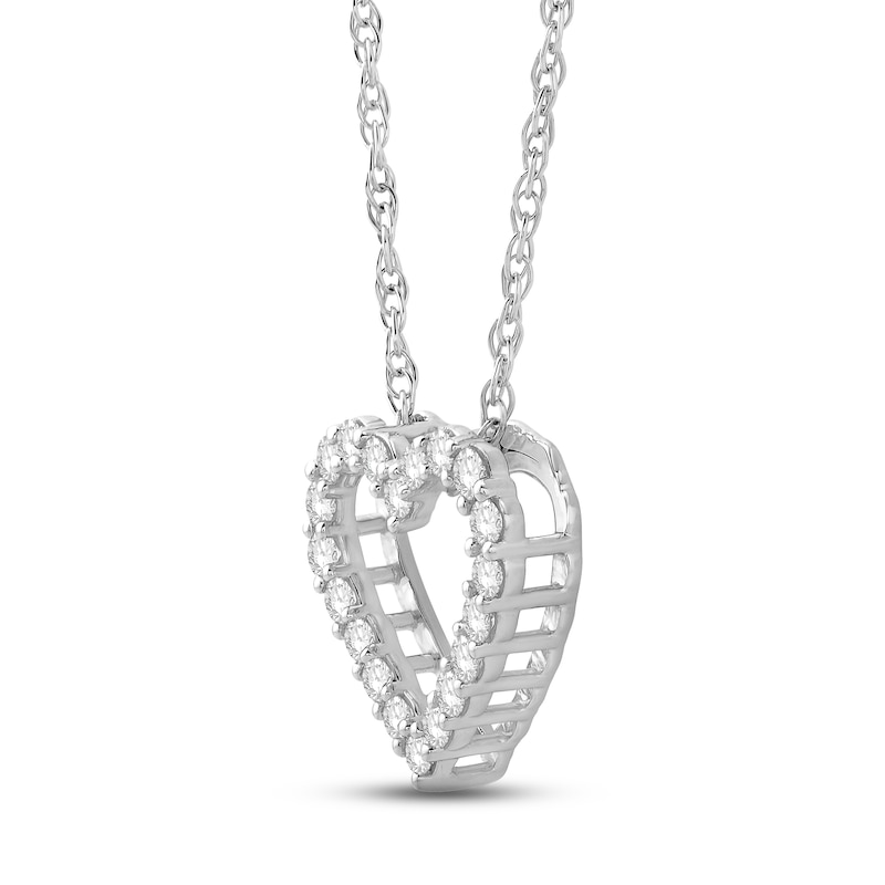 Main Image 2 of Diamond Heart Necklace 1/4 ct tw Round 10K White Gold