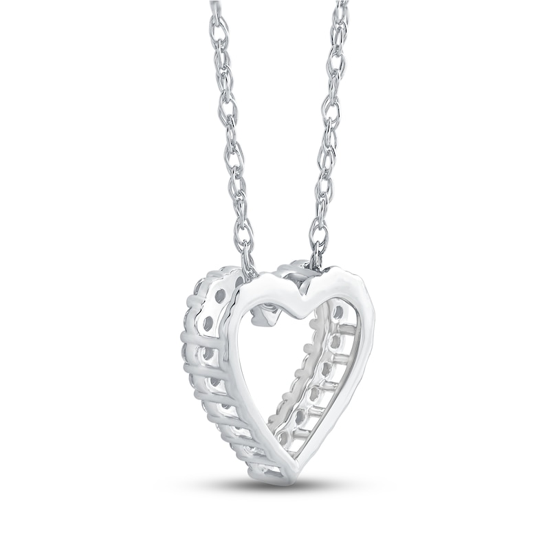 Main Image 3 of Diamond Heart Necklace 1/4 ct tw Round 10K White Gold