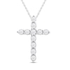 Thumbnail Image 1 of Diamond Cross Pendant Necklace 1/2 ct tw Round 10K White Gold