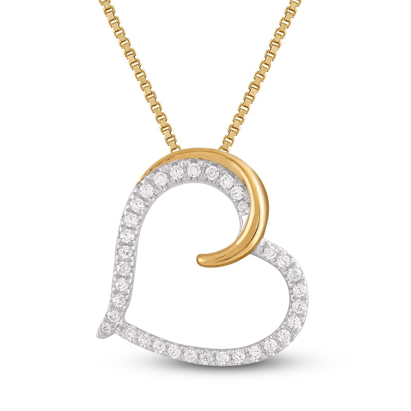 Diamond Heart Pendant Necklace 1 2 Ct Tw Round 10k Yellow Gold Rhodium Jared