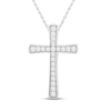 Thumbnail Image 1 of Diamond Cross Pendant Necklace 1/4 ct tw Round 10K White Gold