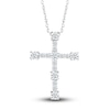 Thumbnail Image 1 of Diamond Cross Pendant Necklace 1/2 ct tw Round 10K White Gold 18"