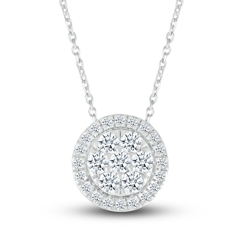 Main Image 1 of Diamond Pendant Necklace 1/2 ct tw Round 10K White Gold 18"