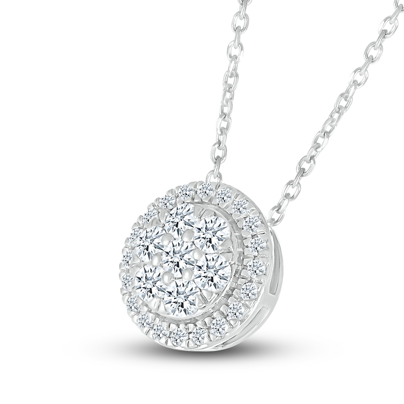 Main Image 2 of Diamond Pendant Necklace 1/2 ct tw Round 10K White Gold 18"